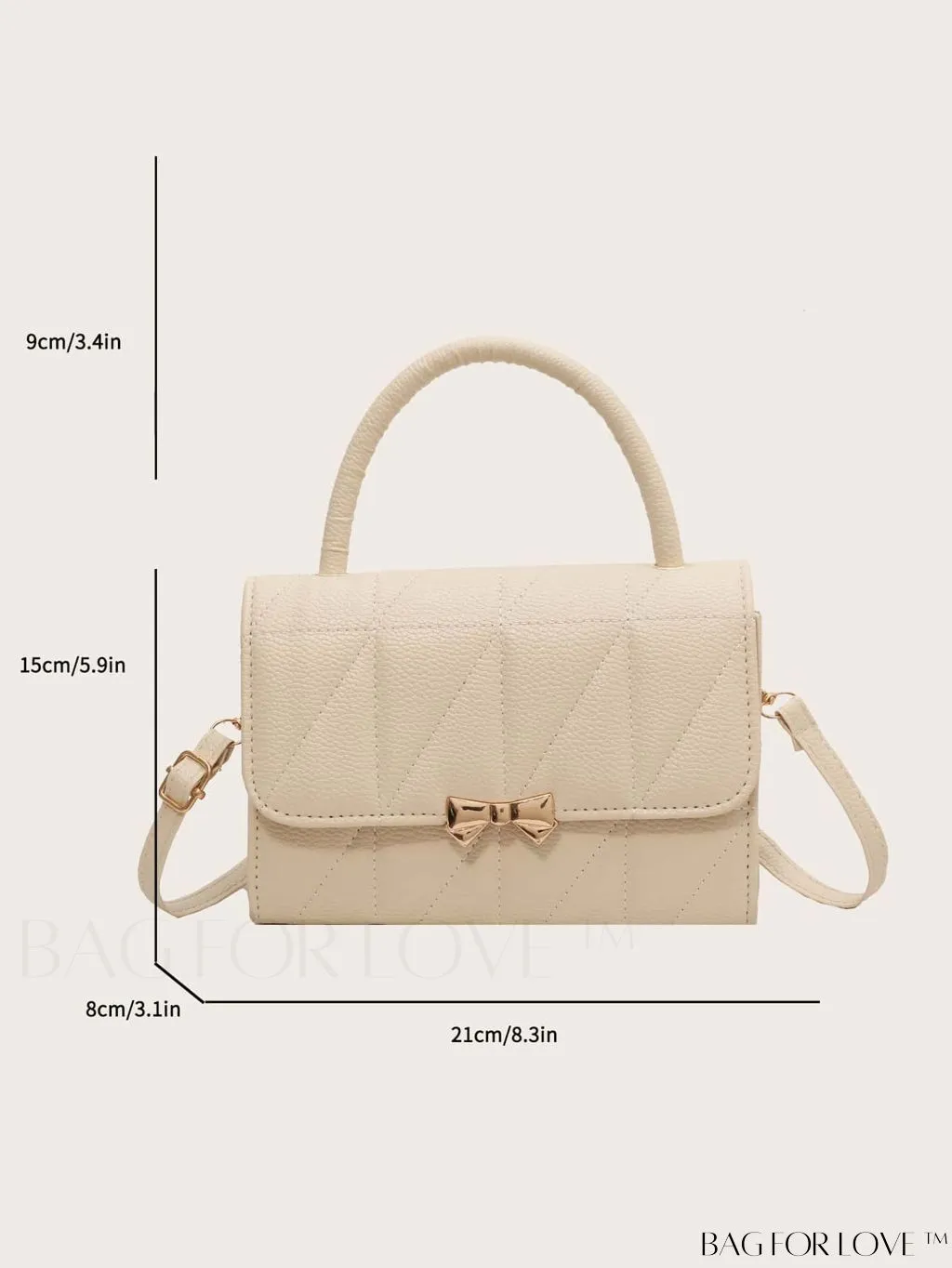 BagForLove - Chic Flap Handbag with Stylish Stitching, Bow Detail, and Adjustable Strap