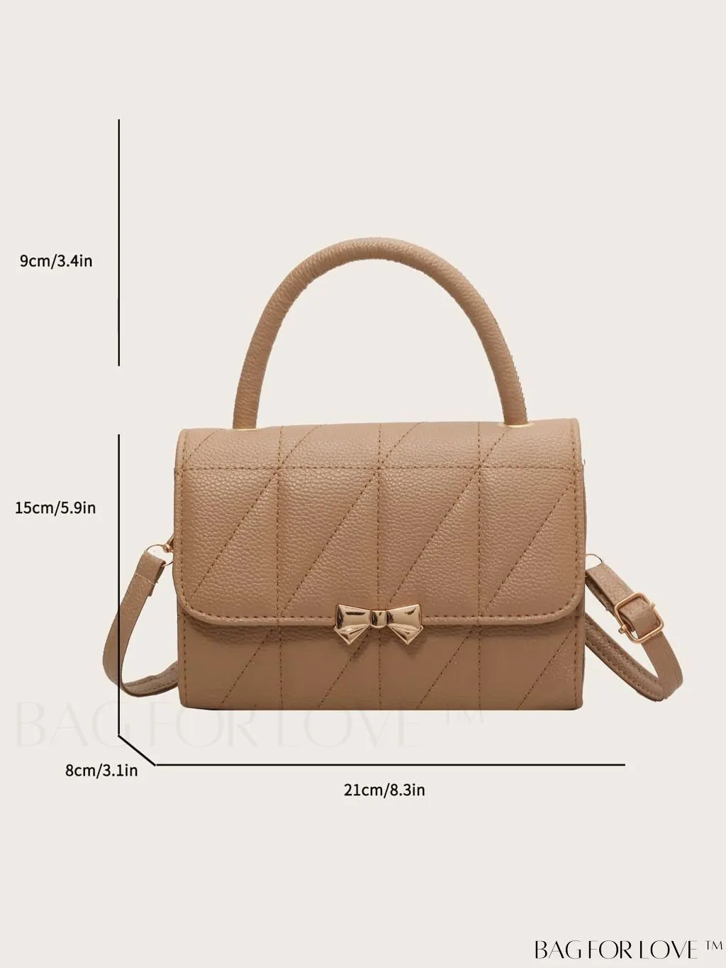 BagForLove - Chic Flap Handbag with Stylish Stitching, Bow Detail, and Adjustable Strap