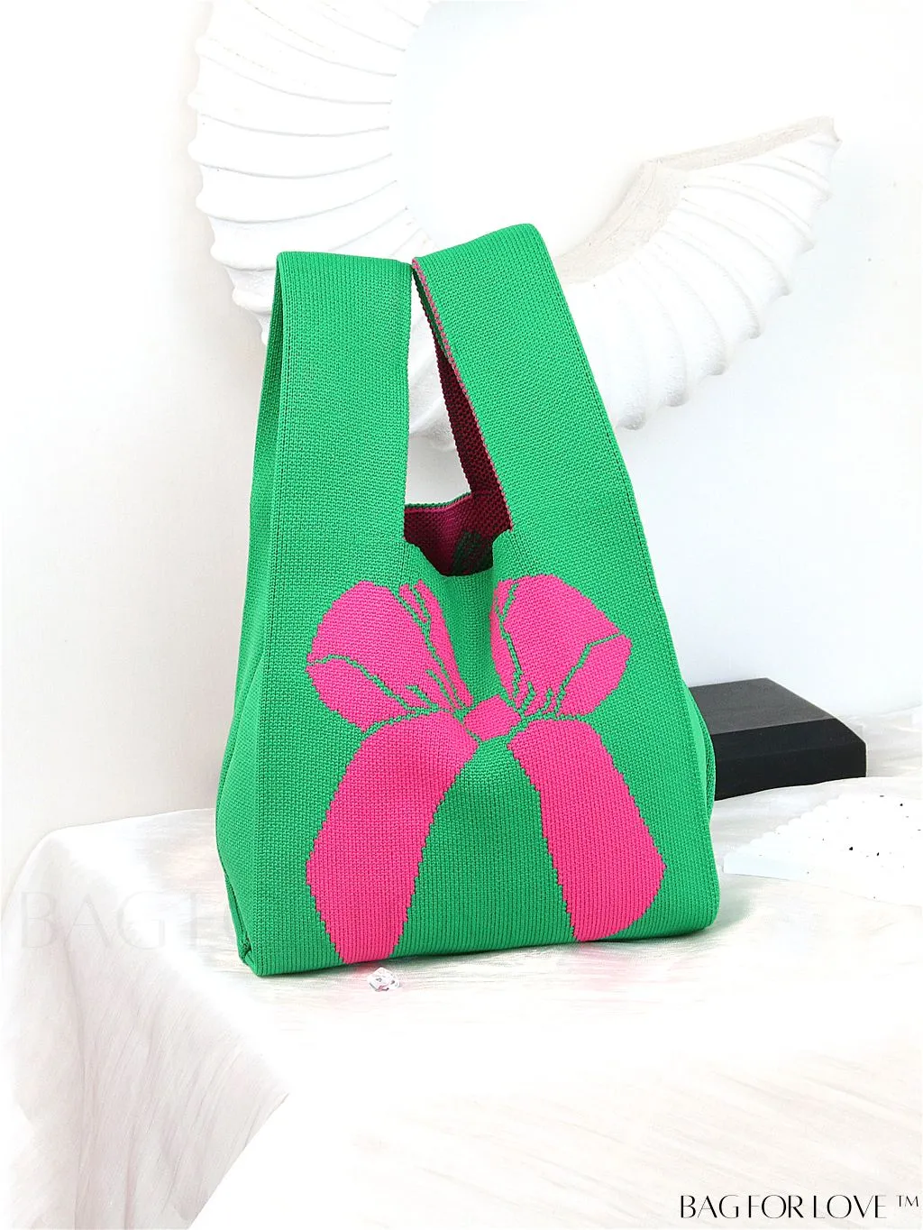 BagForLove - Chic Knitted Polka Dot Tote: Stylish Color-block Handbag for Women, Perfect for Spring & Summer