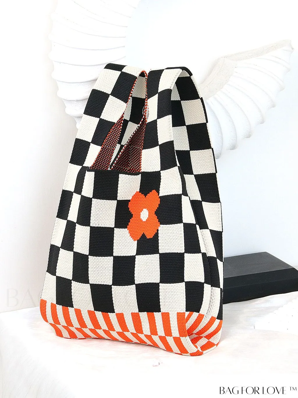 BagForLove - Chic Knitted Polka Dot Tote: Stylish Color-block Handbag for Women, Perfect for Spring & Summer
