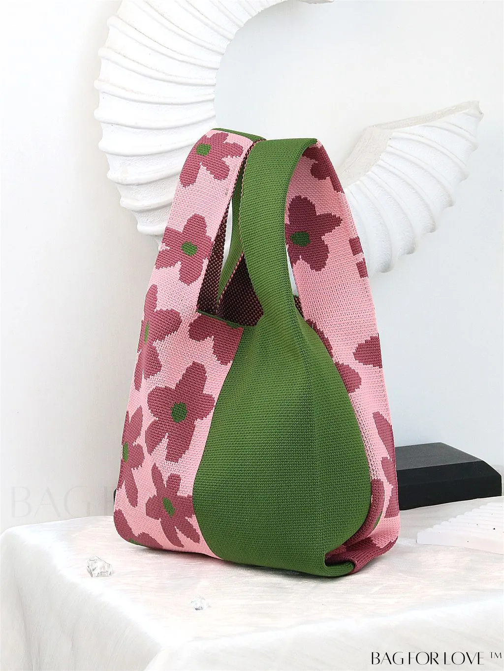 BagForLove - Chic Knitted Polka Dot Tote: Stylish Color-block Handbag for Women, Perfect for Spring & Summer