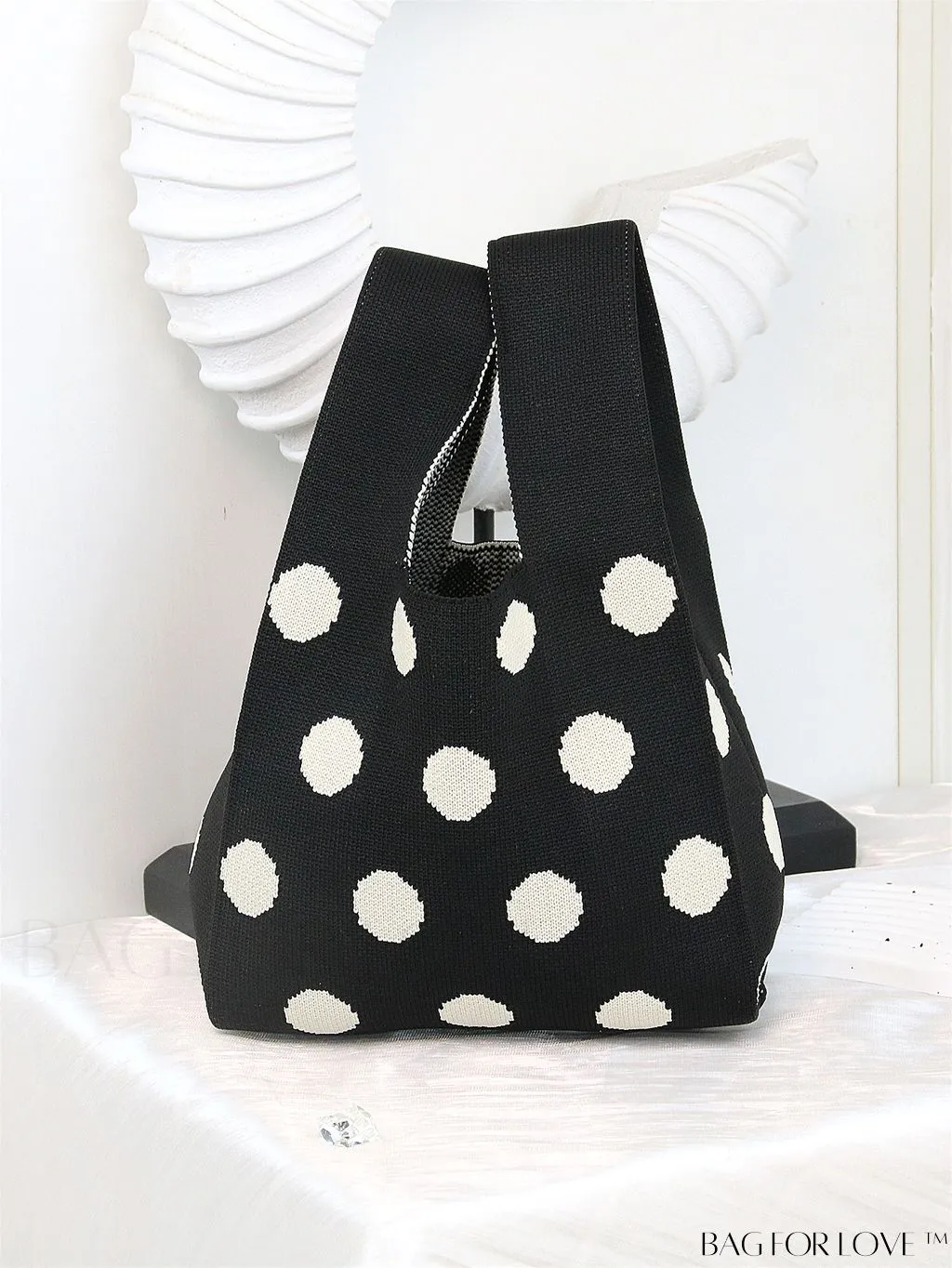 BagForLove - Chic Knitted Polka Dot Tote: Stylish Color-block Handbag for Women, Perfect for Spring & Summer