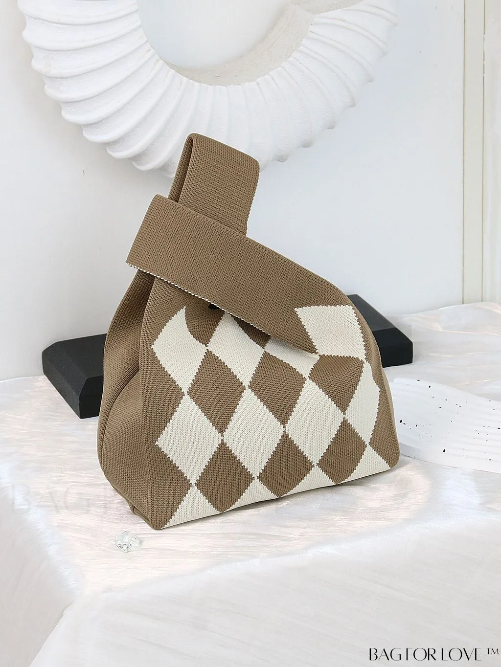 BagForLove - Chic Knitted Polka Dot Tote: Stylish Color-block Handbag for Women, Perfect for Spring & Summer