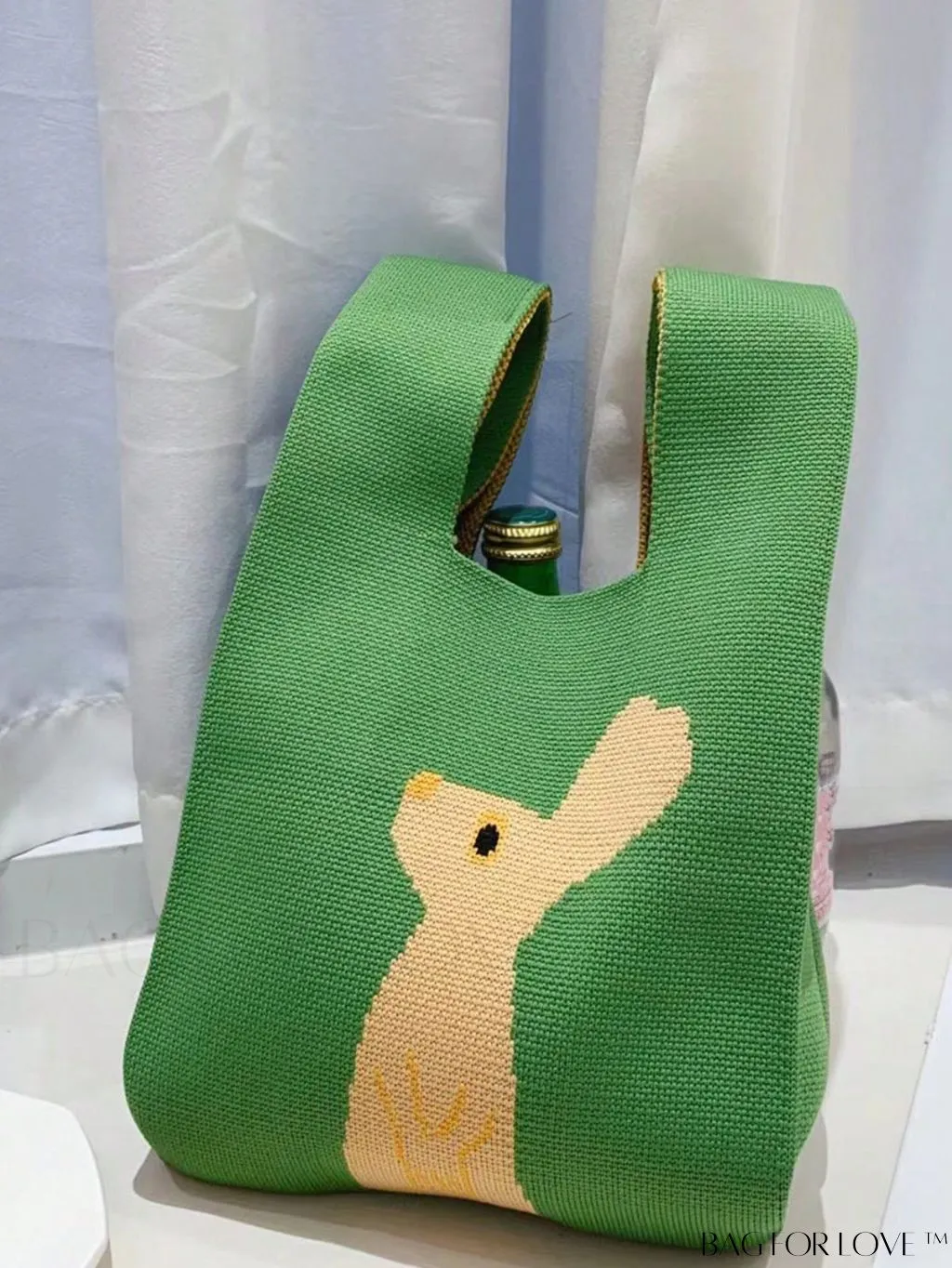 BagForLove - Chic Knitted Polka Dot Tote: Stylish Color-block Handbag for Women, Perfect for Spring & Summer