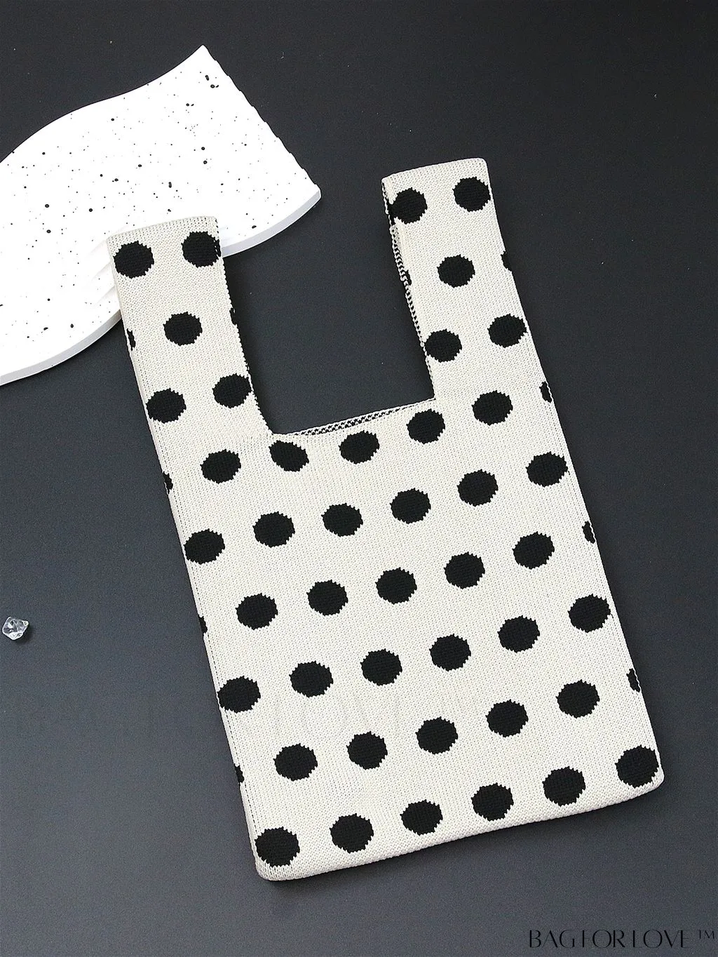 BagForLove - Chic Knitted Polka Dot Tote: Stylish Color-block Handbag for Women, Perfect for Spring & Summer