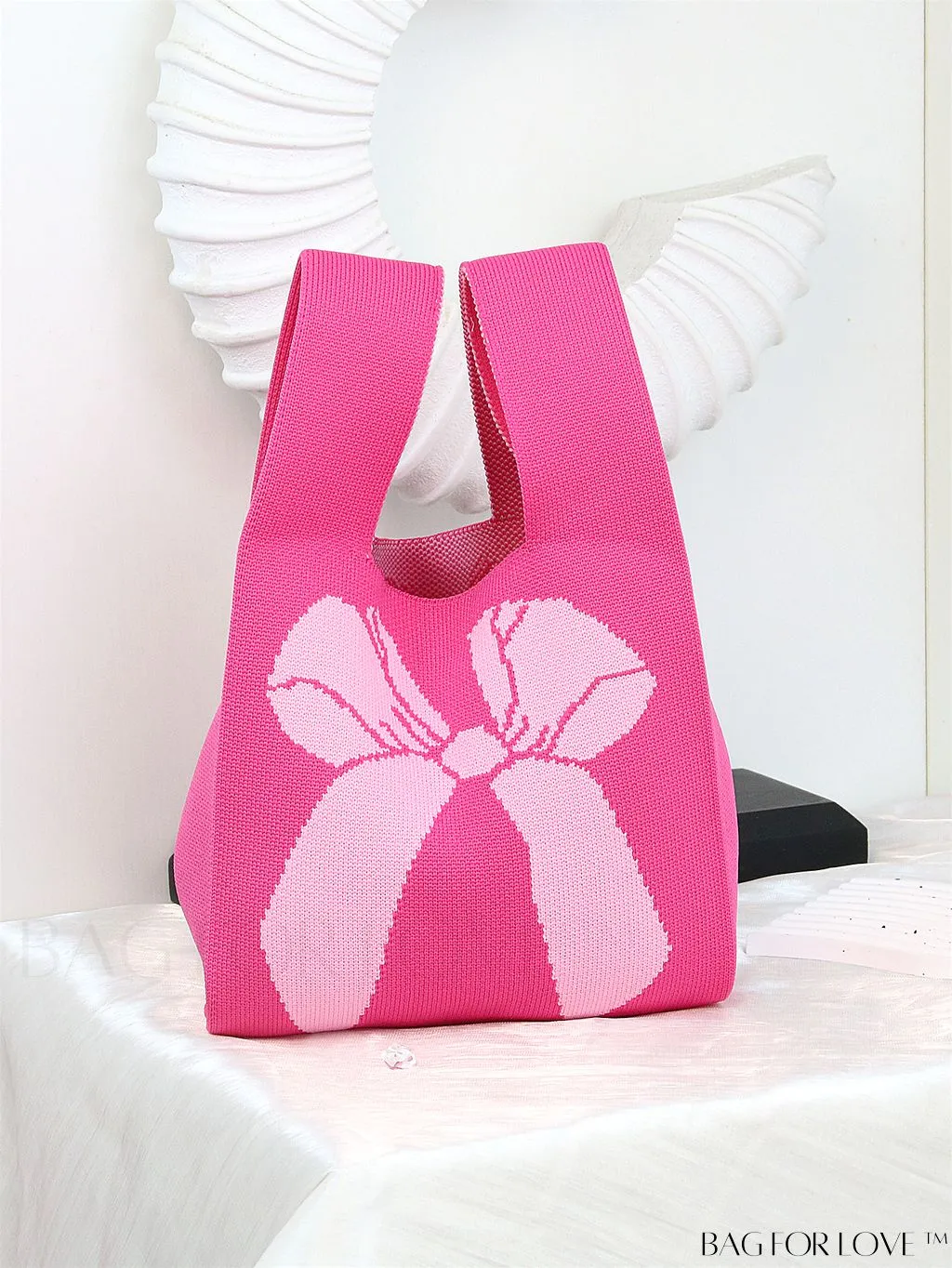 BagForLove - Chic Knitted Polka Dot Tote: Stylish Color-block Handbag for Women, Perfect for Spring & Summer