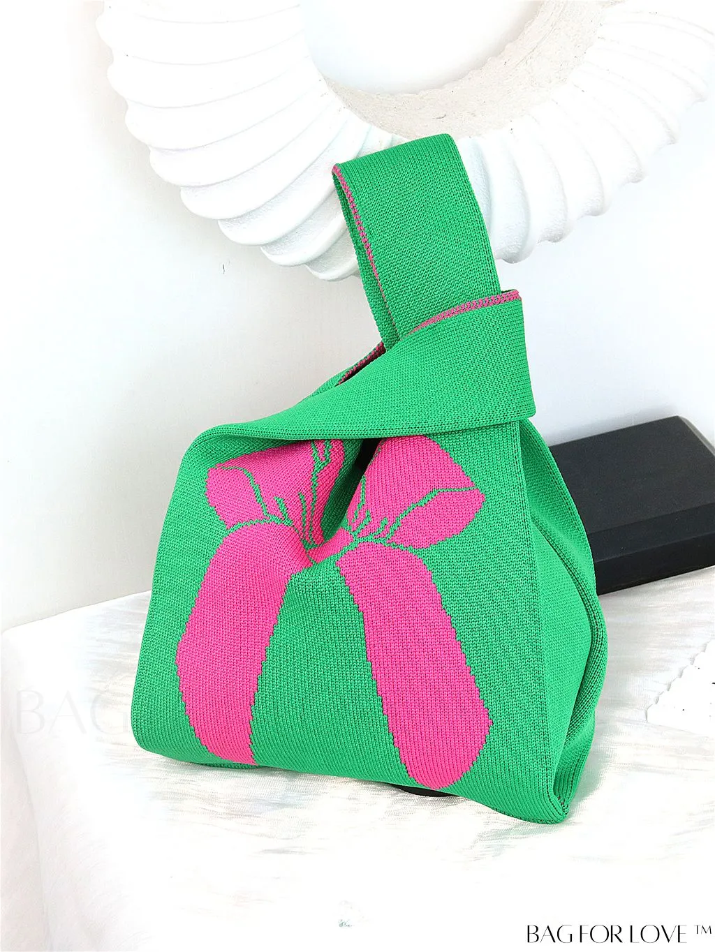 BagForLove - Chic Knitted Polka Dot Tote: Stylish Color-block Handbag for Women, Perfect for Spring & Summer