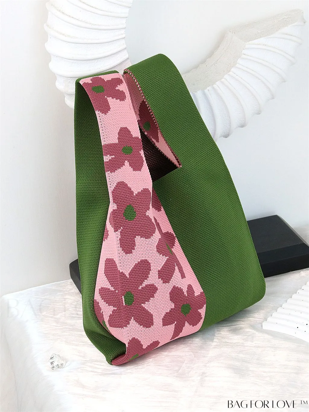 BagForLove - Chic Knitted Polka Dot Tote: Stylish Color-block Handbag for Women, Perfect for Spring & Summer