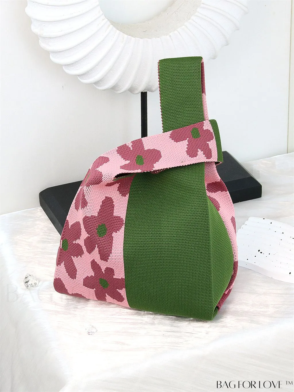 BagForLove - Chic Knitted Polka Dot Tote: Stylish Color-block Handbag for Women, Perfect for Spring & Summer