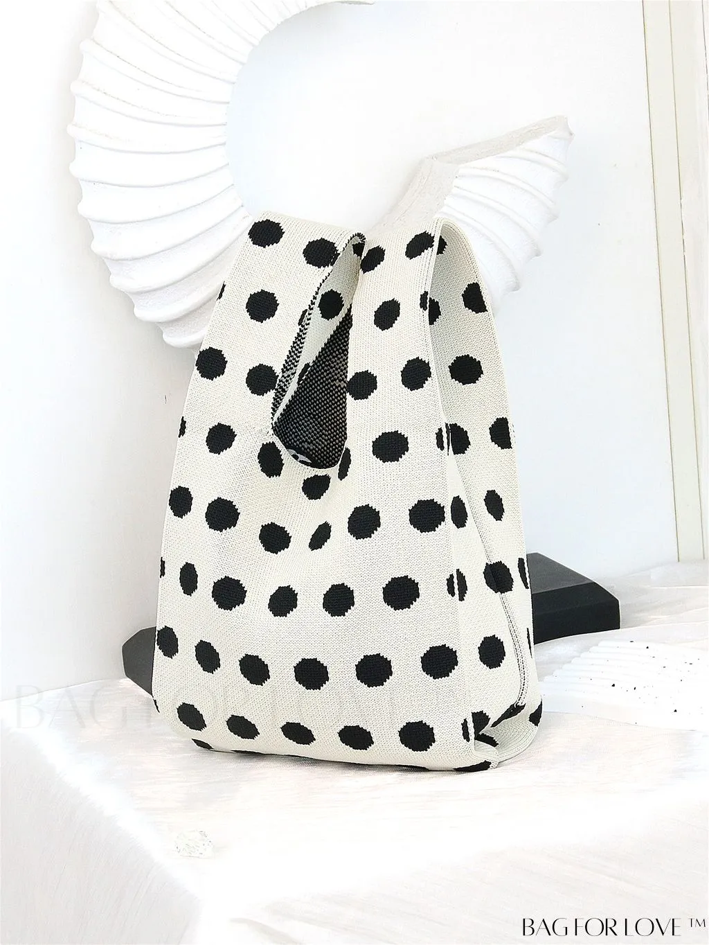 BagForLove - Chic Knitted Polka Dot Tote: Stylish Color-block Handbag for Women, Perfect for Spring & Summer