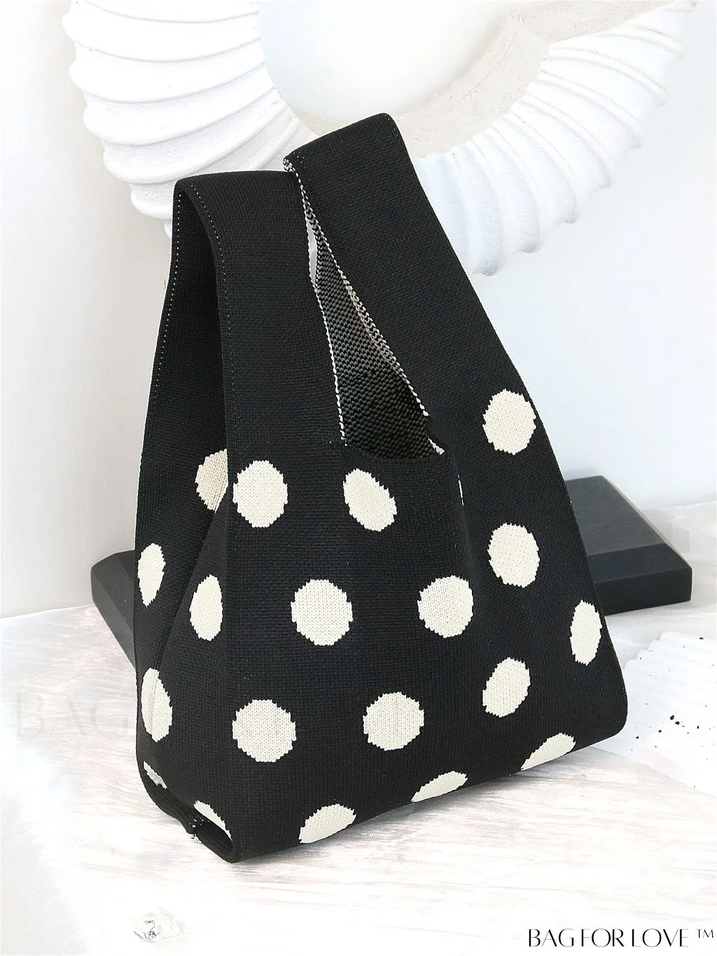 BagForLove - Chic Knitted Polka Dot Tote: Stylish Color-block Handbag for Women, Perfect for Spring & Summer