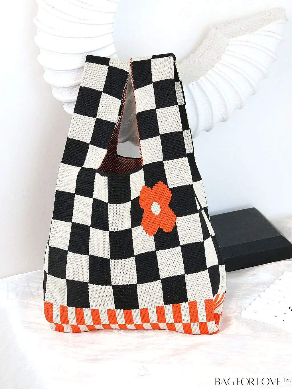 BagForLove - Chic Knitted Polka Dot Tote: Stylish Color-block Handbag for Women, Perfect for Spring & Summer