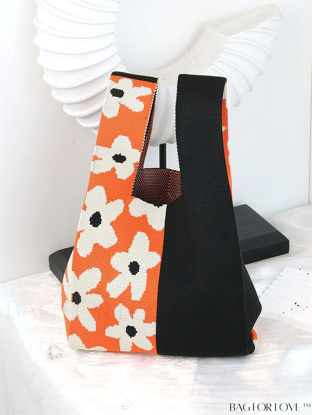 BagForLove - Chic Knitted Polka Dot Tote: Stylish Color-block Handbag for Women, Perfect for Spring & Summer