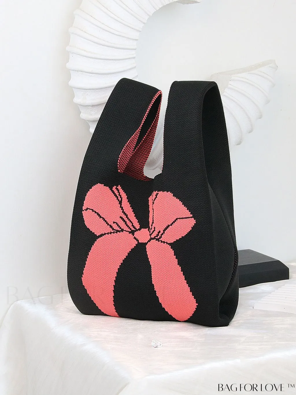 BagForLove - Chic Knitted Polka Dot Tote: Stylish Color-block Handbag for Women, Perfect for Spring & Summer
