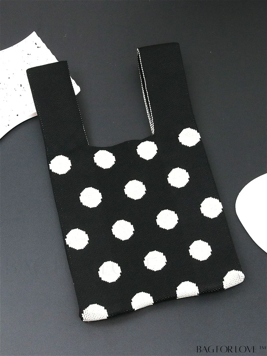 BagForLove - Chic Knitted Polka Dot Tote: Stylish Color-block Handbag for Women, Perfect for Spring & Summer