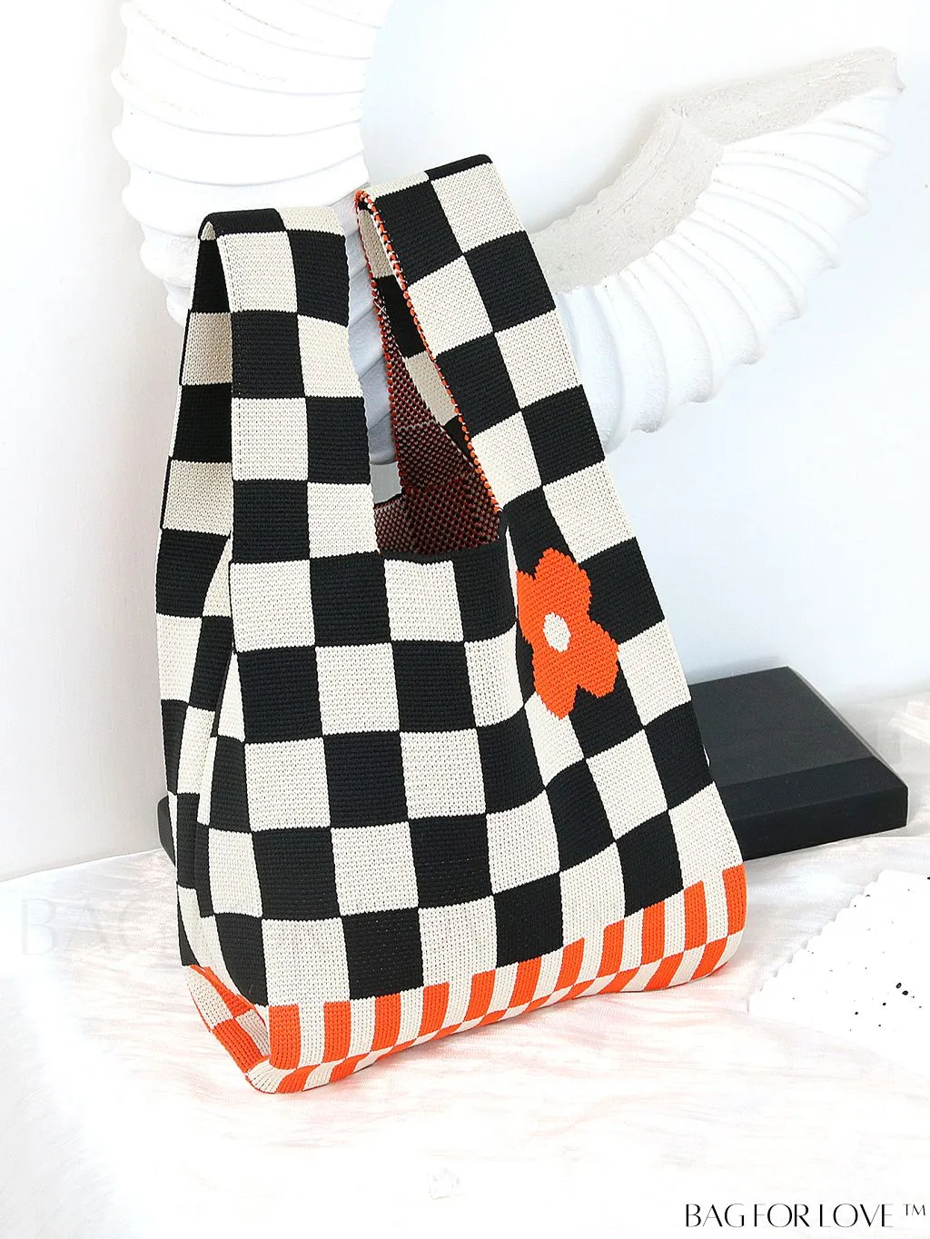 BagForLove - Chic Knitted Polka Dot Tote: Stylish Color-block Handbag for Women, Perfect for Spring & Summer