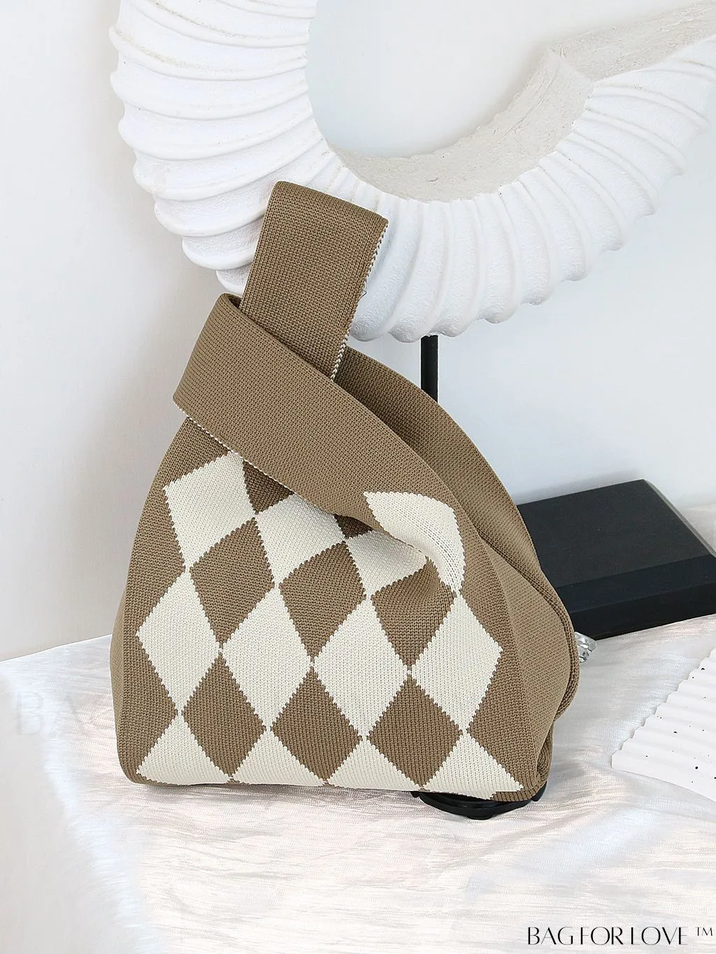 BagForLove - Chic Knitted Polka Dot Tote: Stylish Color-block Handbag for Women, Perfect for Spring & Summer
