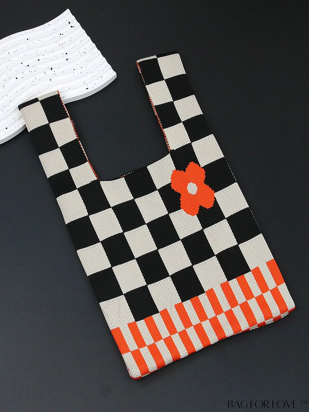 BagForLove - Chic Knitted Polka Dot Tote: Stylish Color-block Handbag for Women, Perfect for Spring & Summer