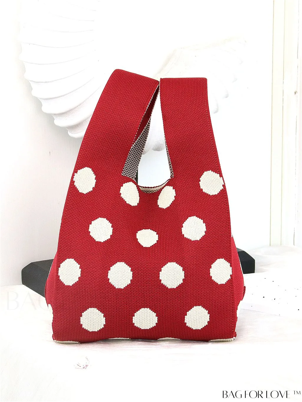 BagForLove - Chic Knitted Polka Dot Tote: Stylish Color-block Handbag for Women, Perfect for Spring & Summer