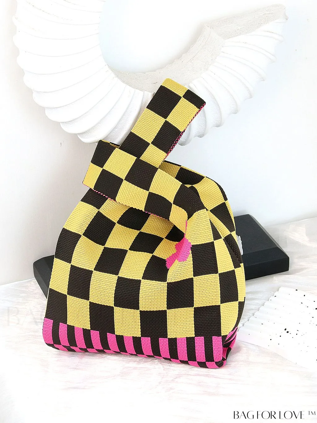 BagForLove - Chic Knitted Polka Dot Tote: Stylish Color-block Handbag for Women, Perfect for Spring & Summer