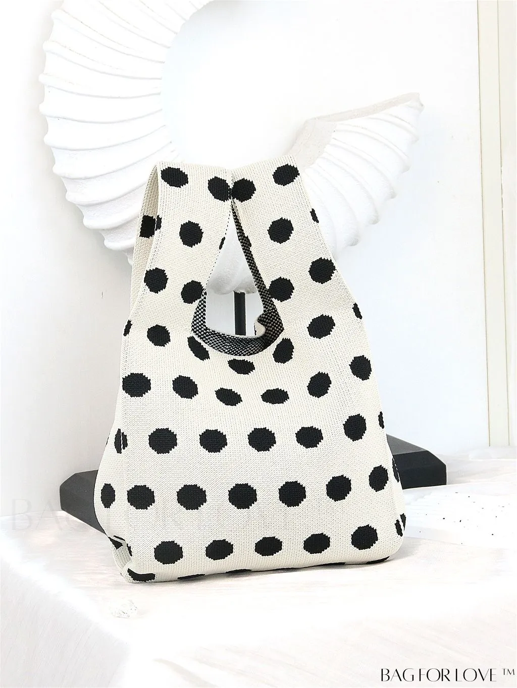 BagForLove - Chic Knitted Polka Dot Tote: Stylish Color-block Handbag for Women, Perfect for Spring & Summer