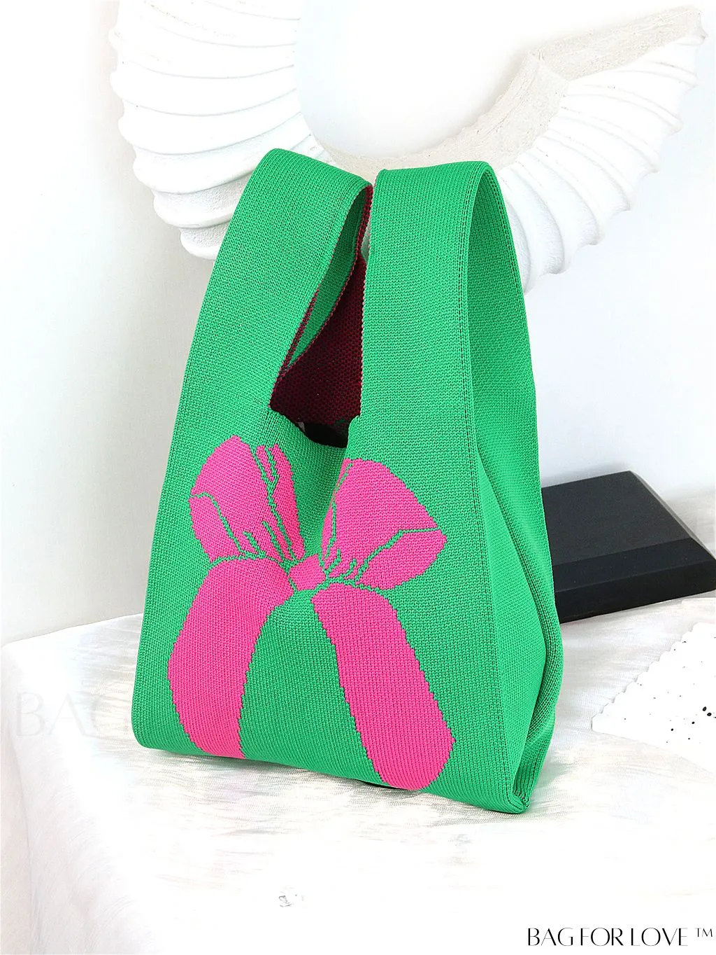 BagForLove - Chic Knitted Polka Dot Tote: Stylish Color-block Handbag for Women, Perfect for Spring & Summer