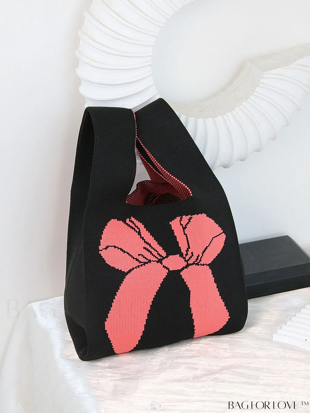 BagForLove - Chic Knitted Polka Dot Tote: Stylish Color-block Handbag for Women, Perfect for Spring & Summer