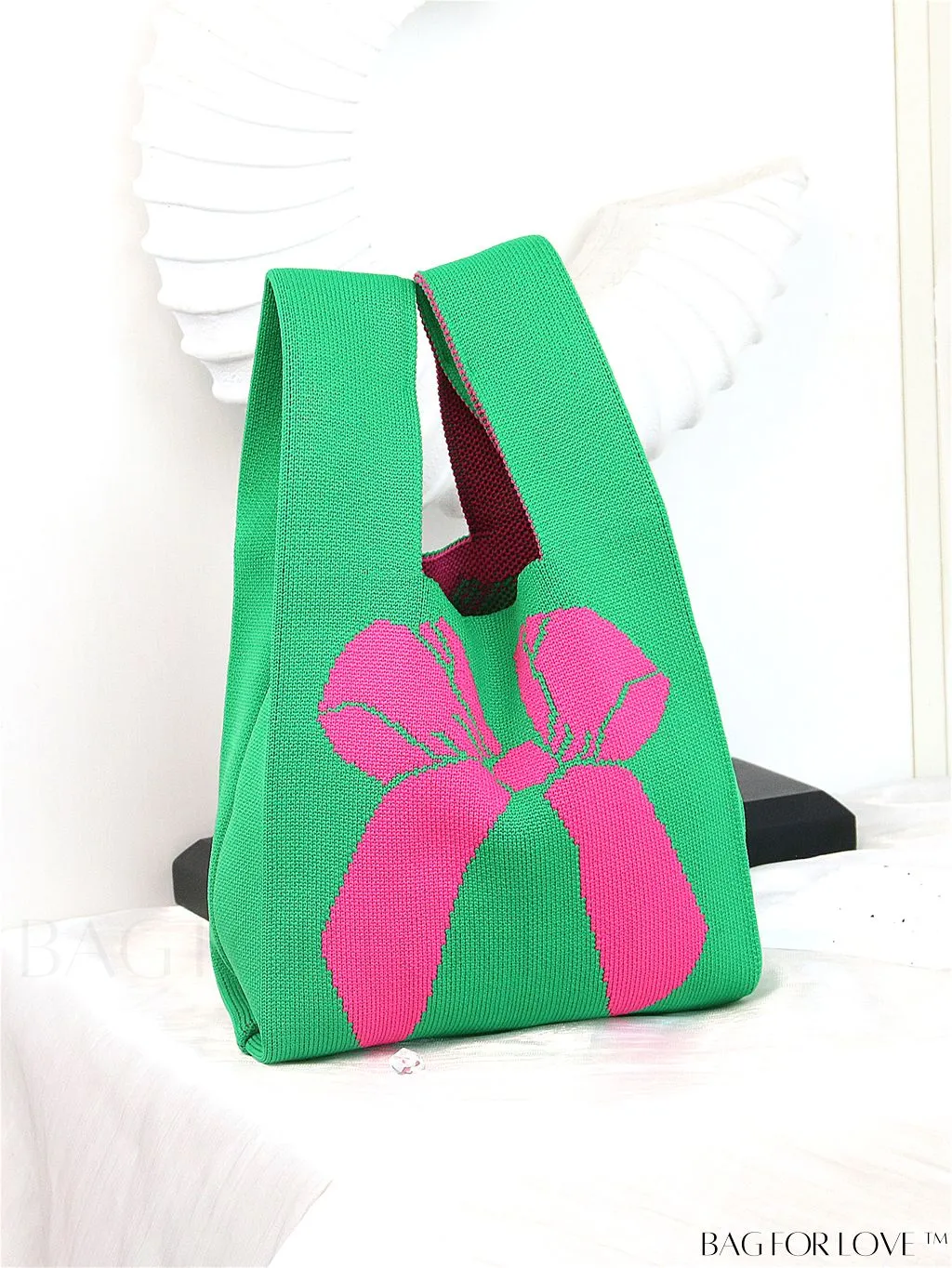 BagForLove - Chic Knitted Polka Dot Tote: Stylish Color-block Handbag for Women, Perfect for Spring & Summer