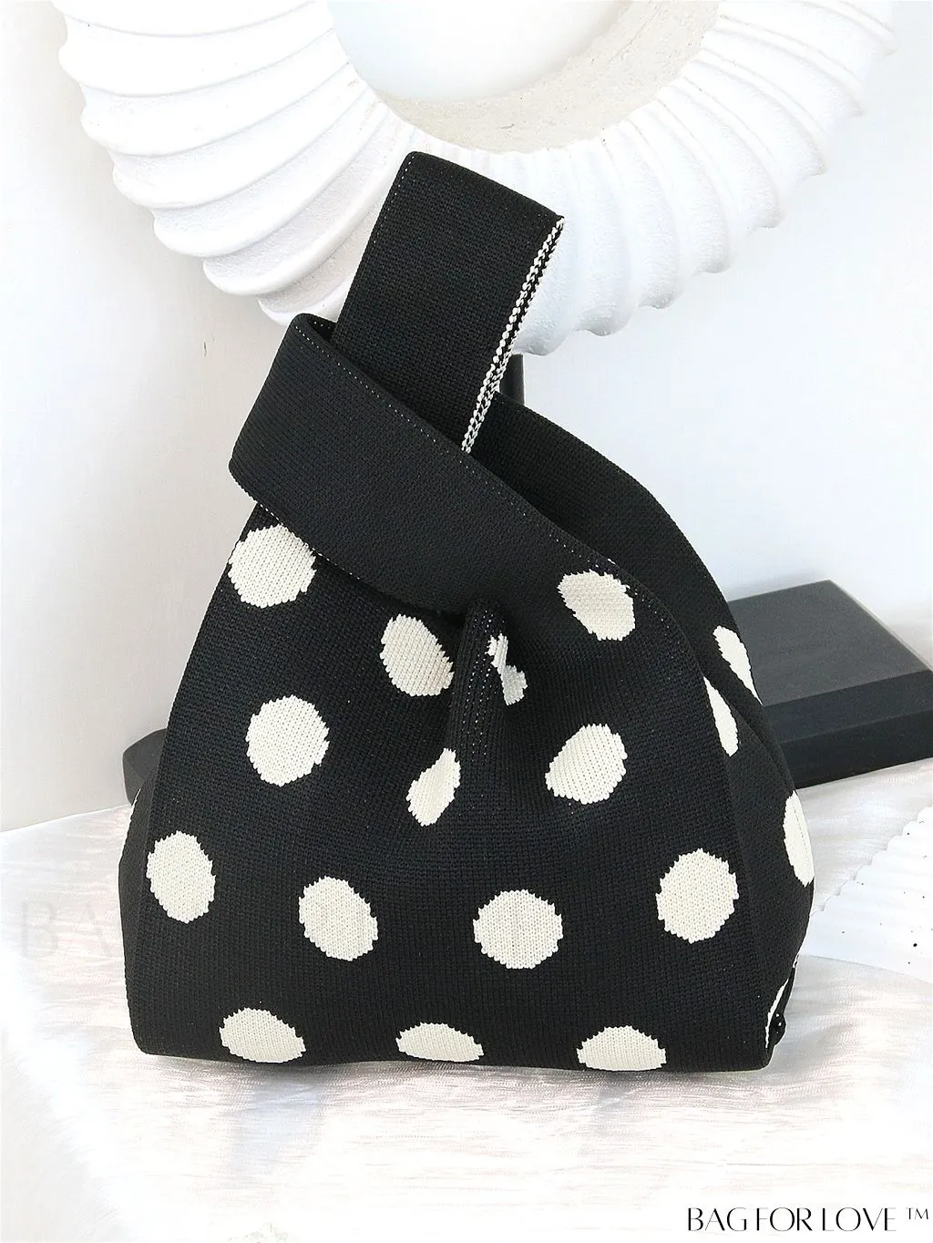 BagForLove - Chic Knitted Polka Dot Tote: Stylish Color-block Handbag for Women, Perfect for Spring & Summer
