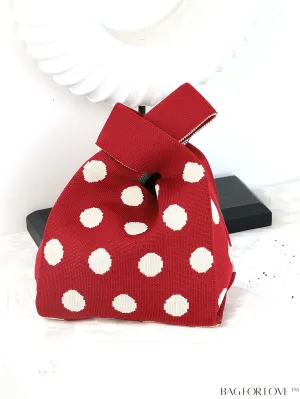 BagForLove - Chic Knitted Polka Dot Tote: Stylish Color-block Handbag for Women, Perfect for Spring & Summer