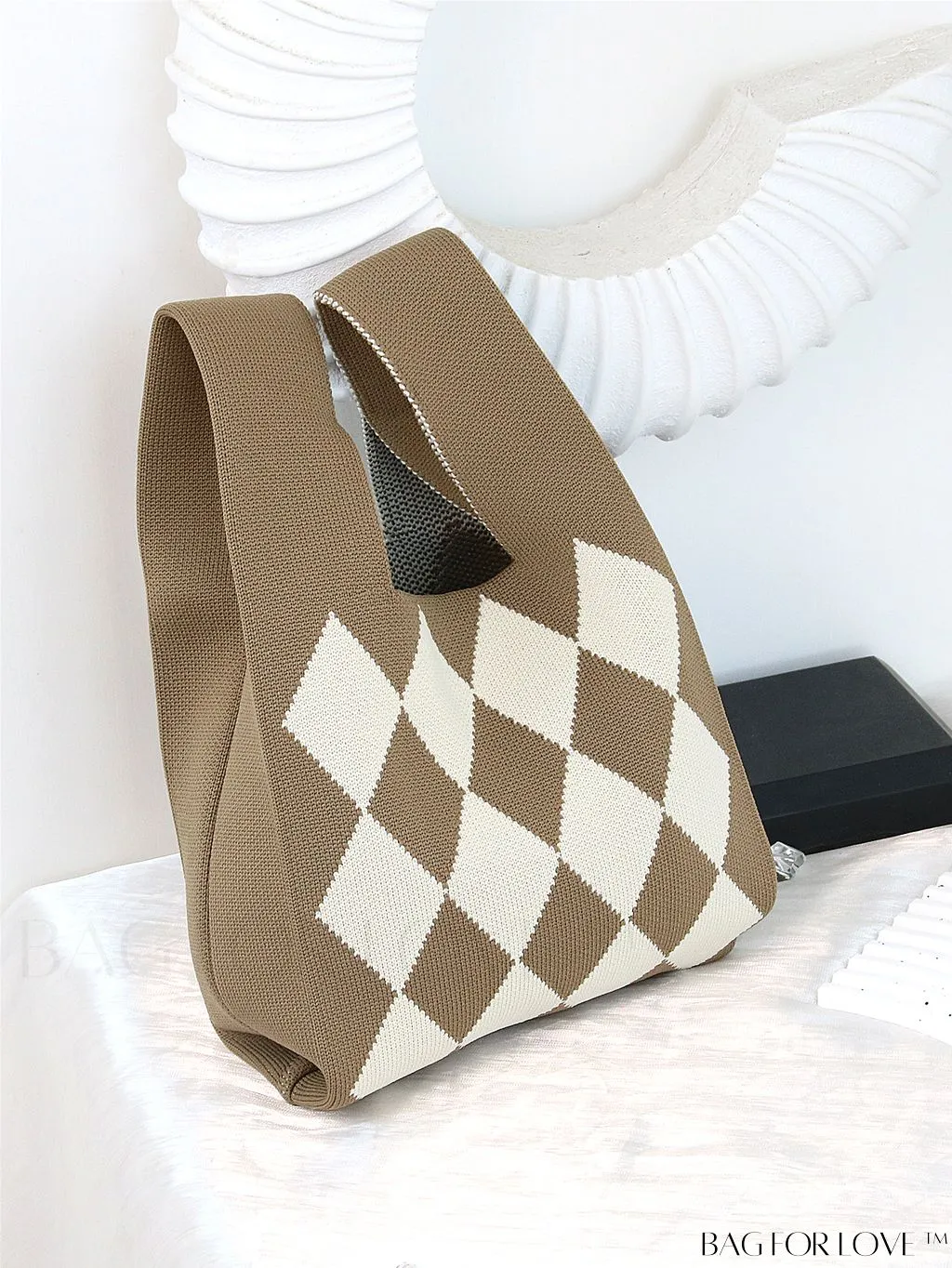 BagForLove - Chic Knitted Polka Dot Tote: Stylish Color-block Handbag for Women, Perfect for Spring & Summer