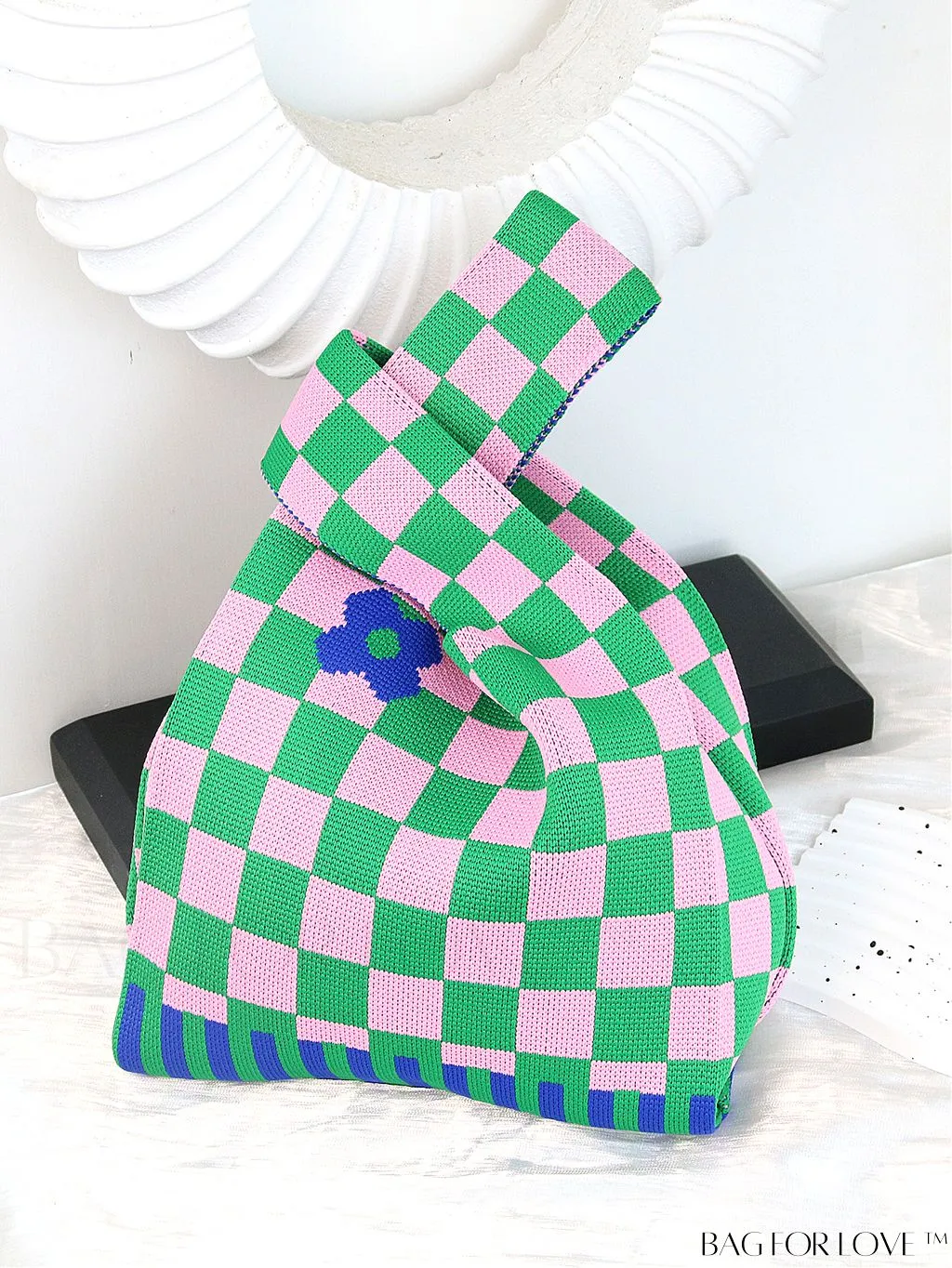BagForLove - Chic Knitted Polka Dot Tote: Stylish Color-block Handbag for Women, Perfect for Spring & Summer
