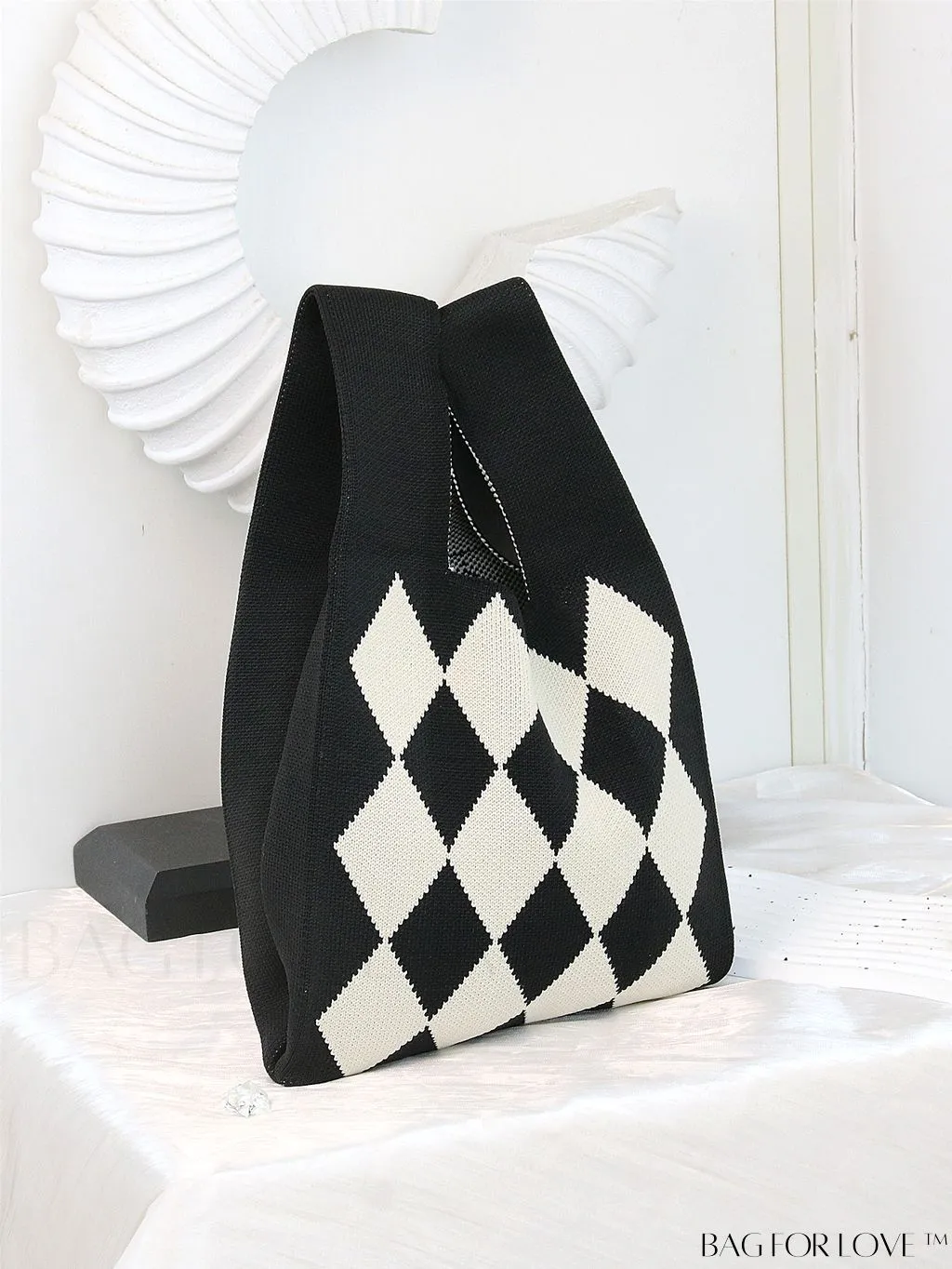 BagForLove - Chic Knitted Polka Dot Tote: Stylish Color-block Handbag for Women, Perfect for Spring & Summer