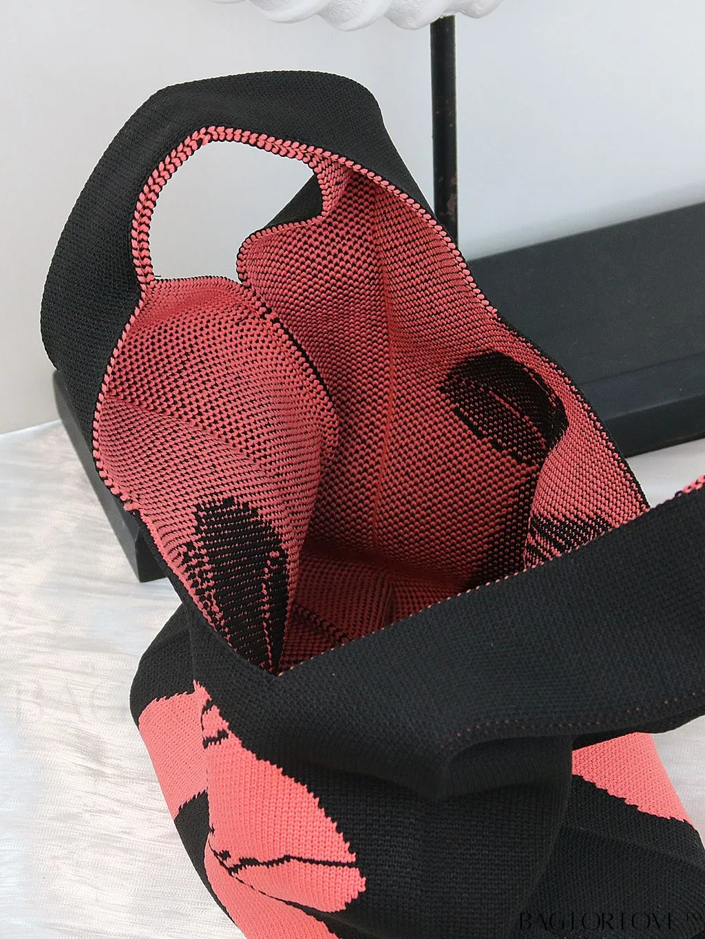 BagForLove - Chic Knitted Polka Dot Tote: Stylish Color-block Handbag for Women, Perfect for Spring & Summer