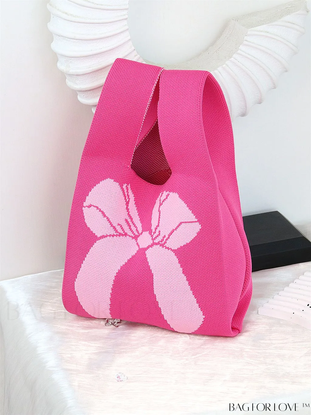 BagForLove - Chic Knitted Polka Dot Tote: Stylish Color-block Handbag for Women, Perfect for Spring & Summer