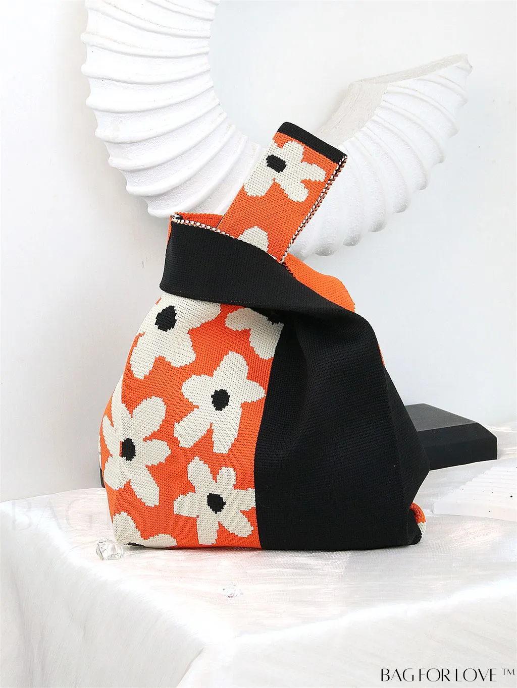 BagForLove - Chic Knitted Polka Dot Tote: Stylish Color-block Handbag for Women, Perfect for Spring & Summer