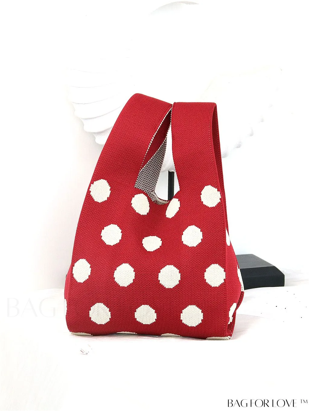 BagForLove - Chic Knitted Polka Dot Tote: Stylish Color-block Handbag for Women, Perfect for Spring & Summer