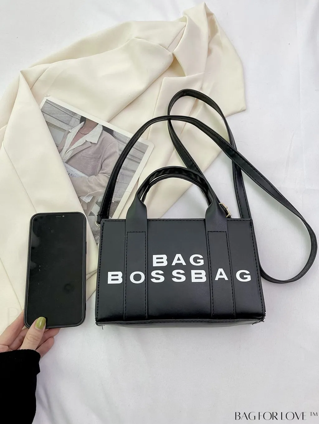 BagForLove - Chic Letter Print Mini Tote: Versatile and Stylish Casual Bag