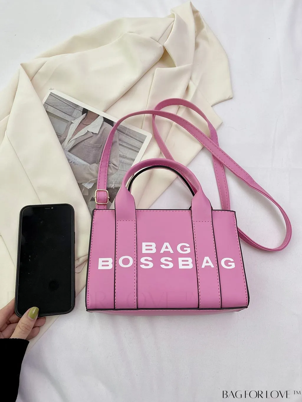 BagForLove - Chic Letter Print Mini Tote: Versatile and Stylish Casual Bag