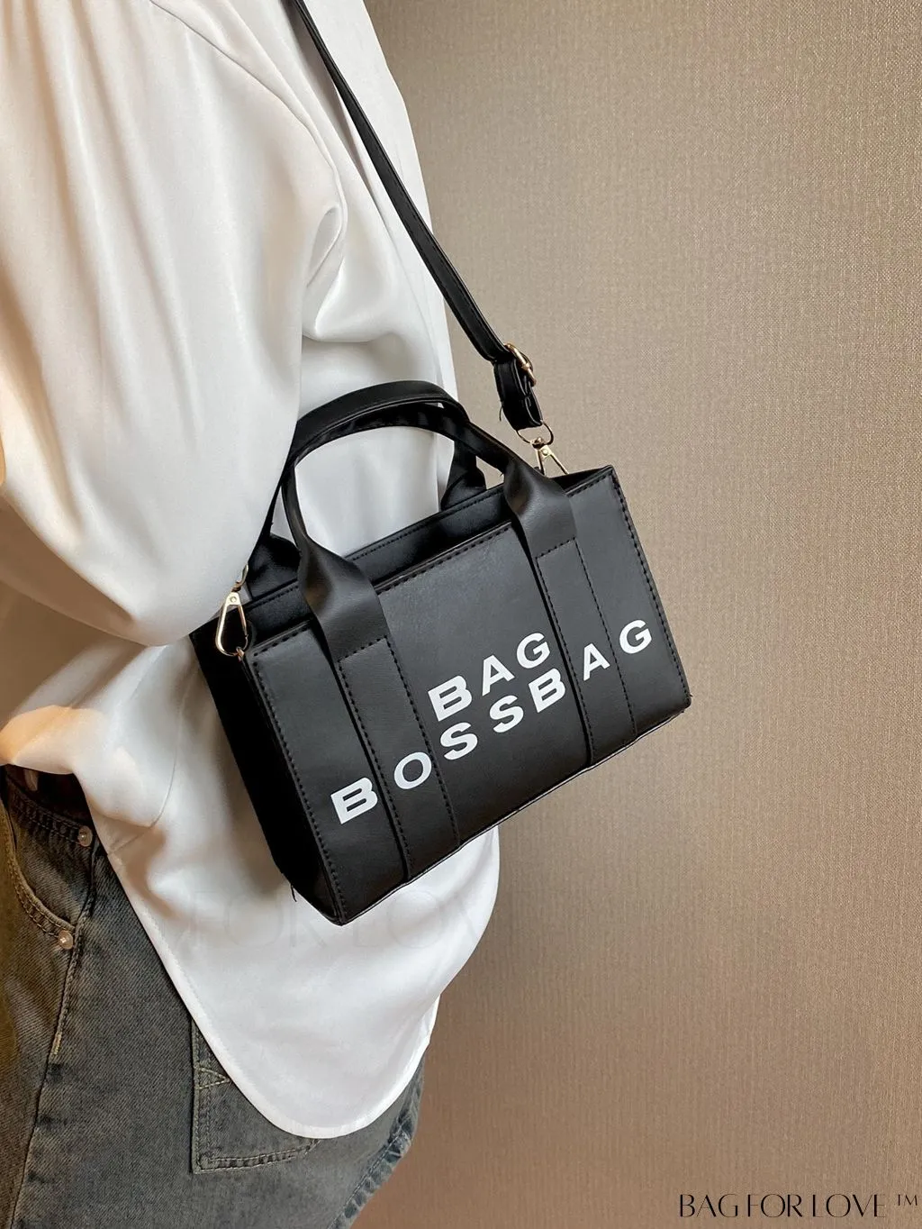BagForLove - Chic Letter Print Mini Tote: Versatile and Stylish Casual Bag