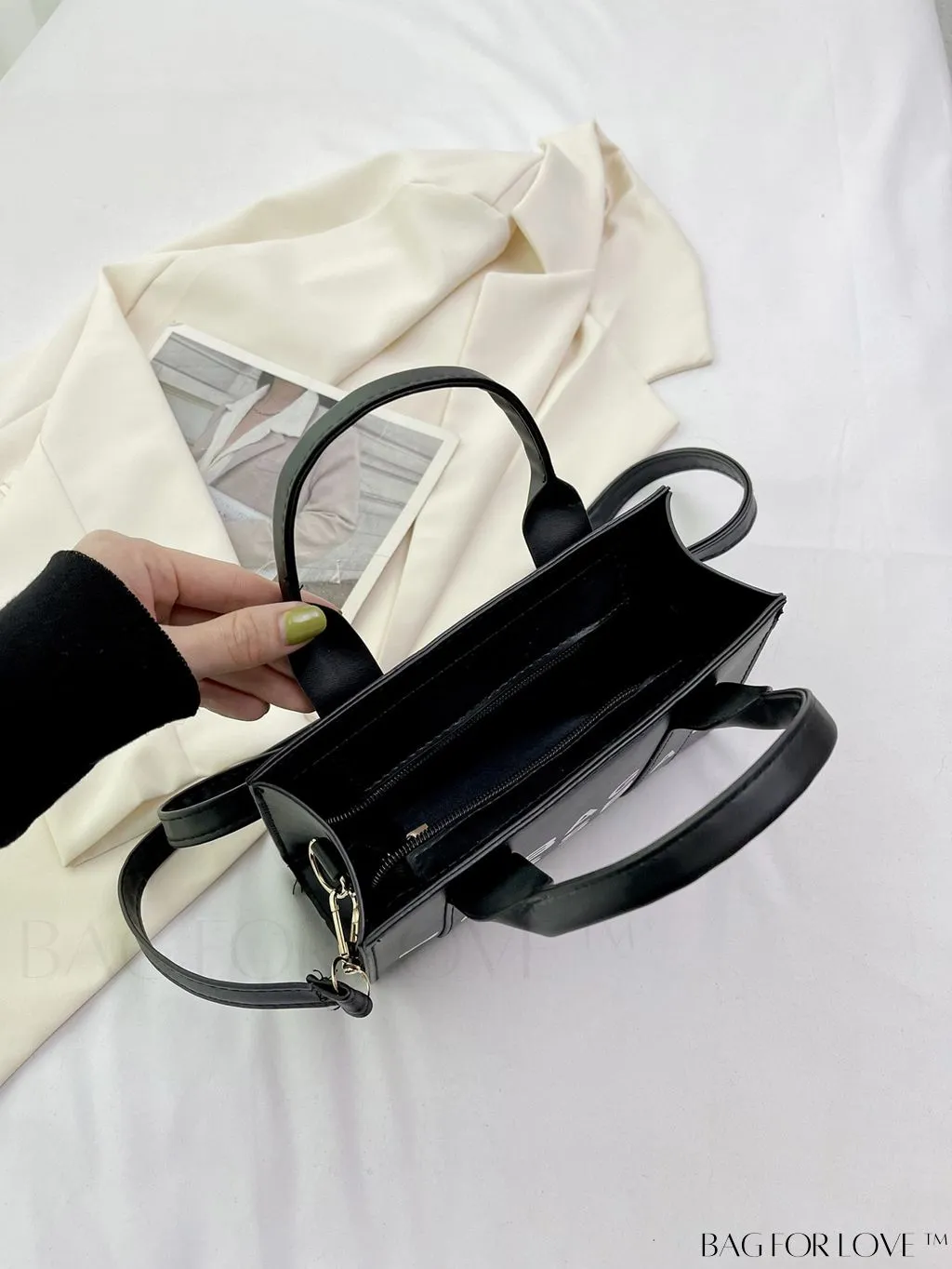 BagForLove - Chic Minimalist Mini Tote Bag, Letter Print Design, Fashionably Versatile