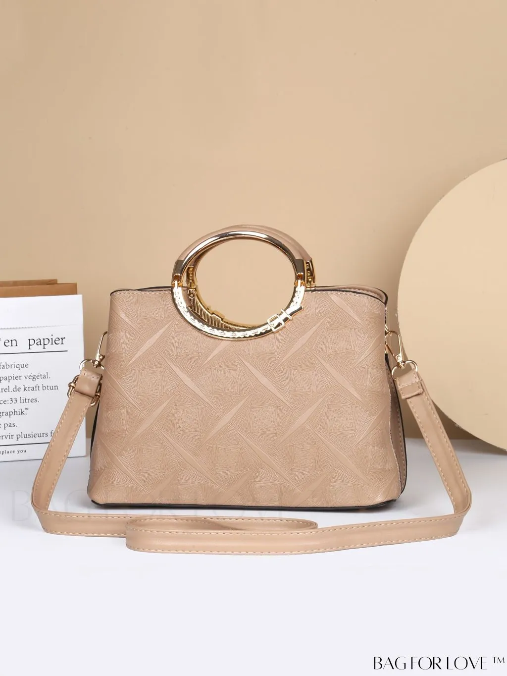 BagForLove - Chic Textured Metallic Circle Handle Commuting Handbag for the Fashion-forward