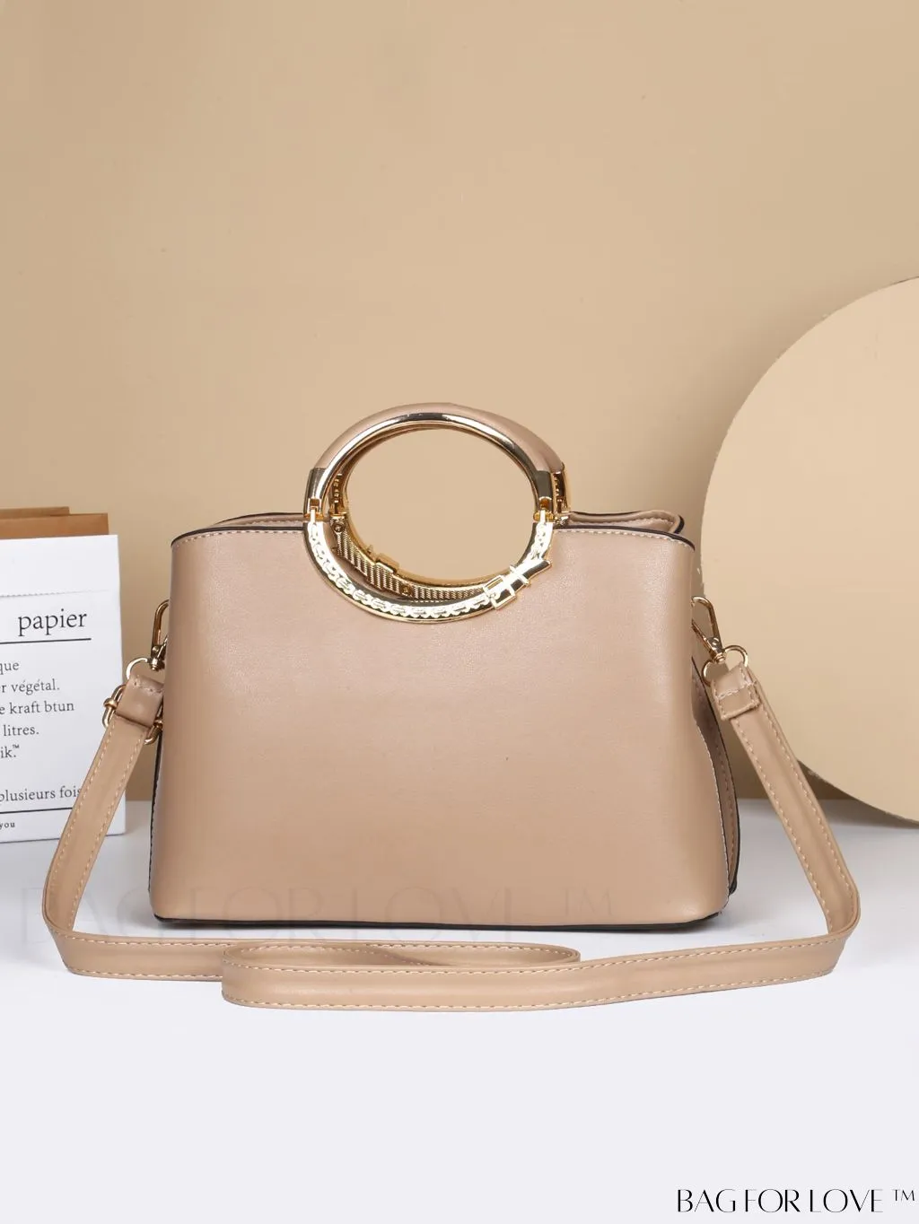 BagForLove - Chic Textured Metallic Circle Handle Commuting Handbag for the Fashion-forward