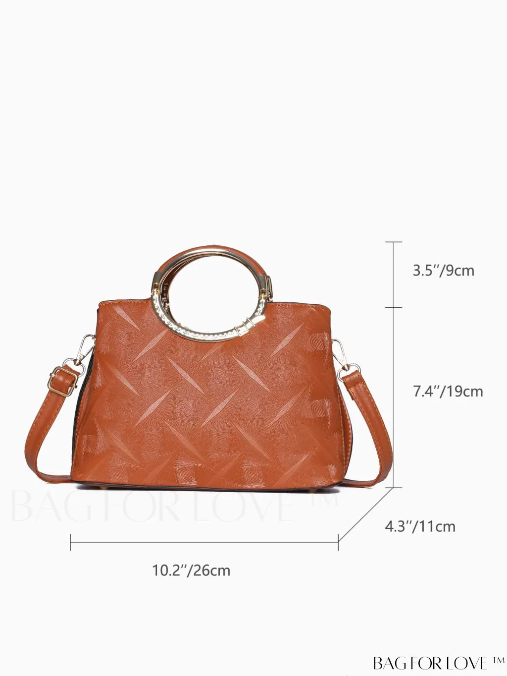 BagForLove - Chic Textured Metallic Circle Handle Commuting Handbag for the Fashion-forward
