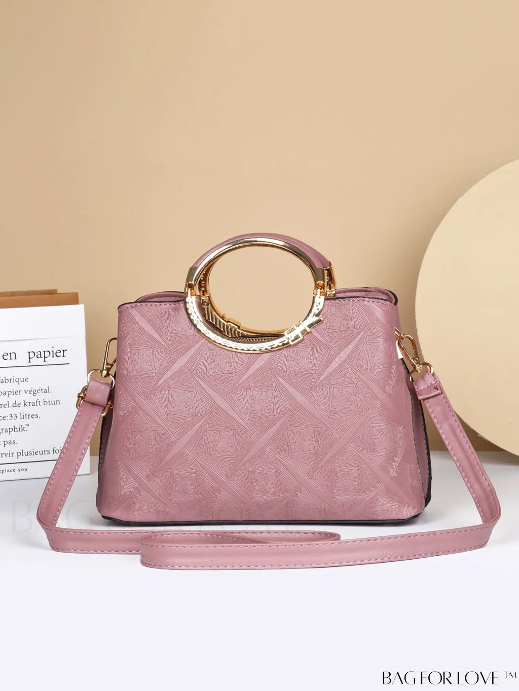 BagForLove - Chic Textured Metallic Circle Handle Commuting Handbag for the Fashion-forward