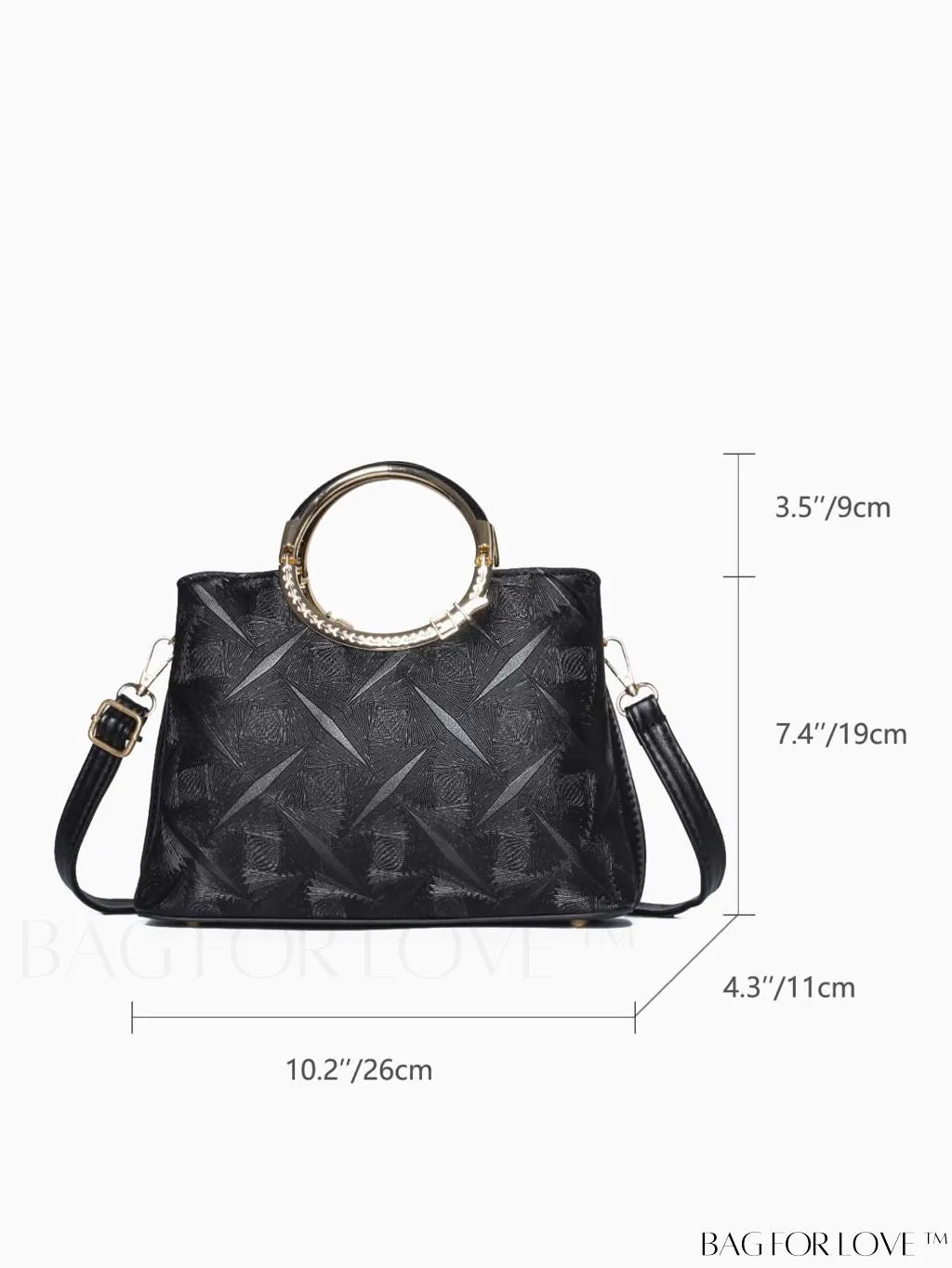 BagForLove - Chic Textured Metallic Circle Handle Commuting Handbag for the Fashion-forward