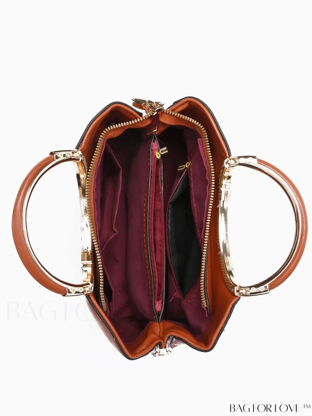 BagForLove - Chic Textured Metallic Circle Handle Commuting Handbag for the Fashion-forward