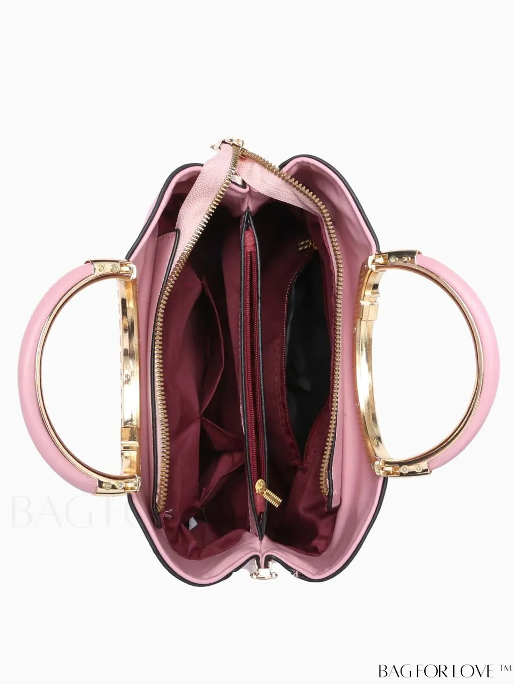 BagForLove - Chic Textured Metallic Circle Handle Commuting Handbag for the Fashion-forward