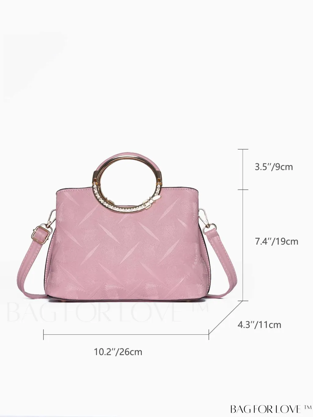 BagForLove - Chic Textured Metallic Circle Handle Commuting Handbag for the Fashion-forward