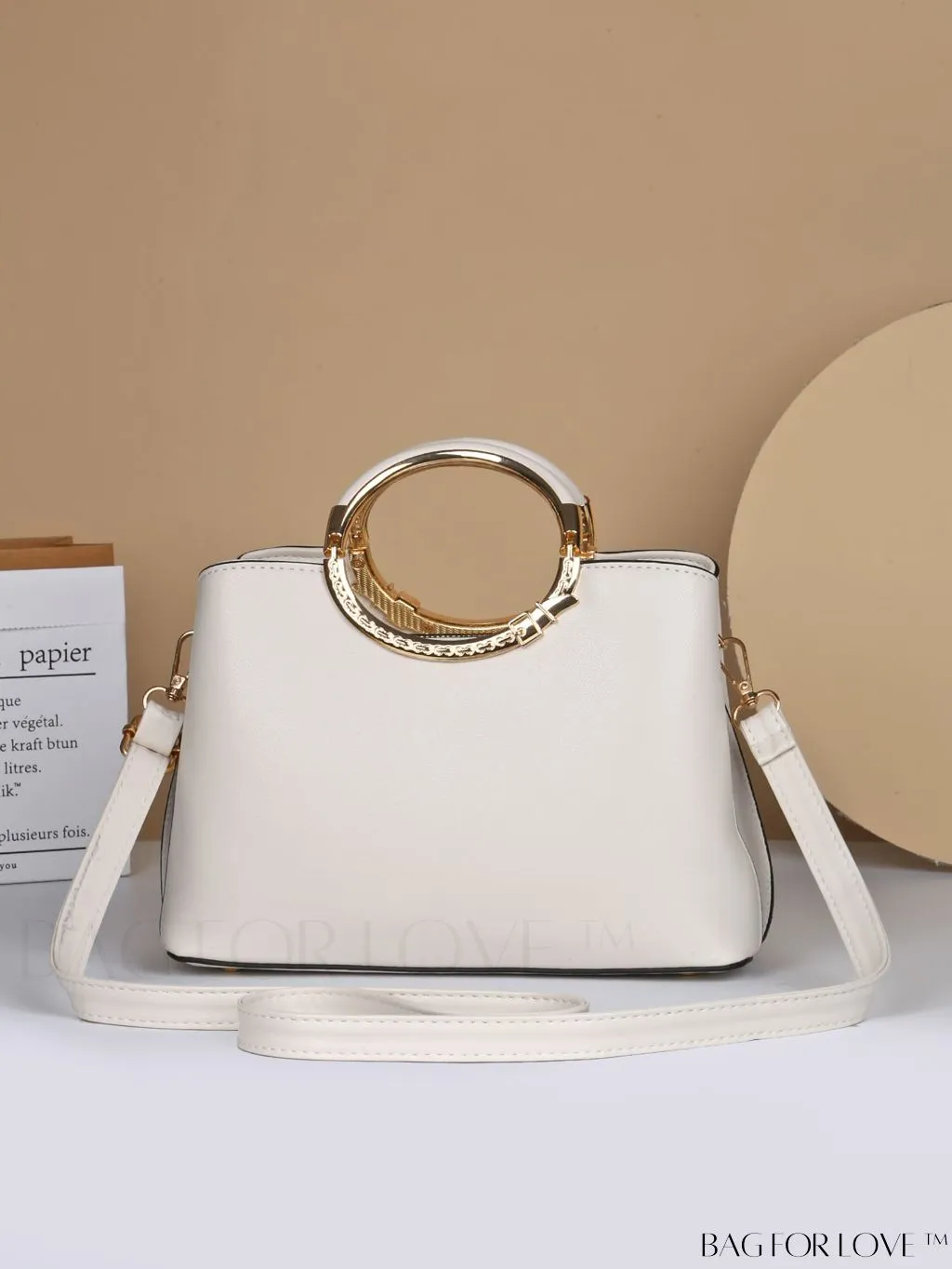 BagForLove - Chic Textured Metallic Circle Handle Commuting Handbag for the Fashion-forward